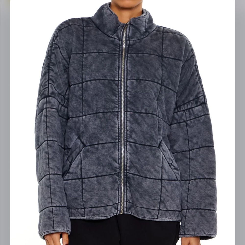 Forever 21 Quilted Zip Jacket – Gray – Women’s Small